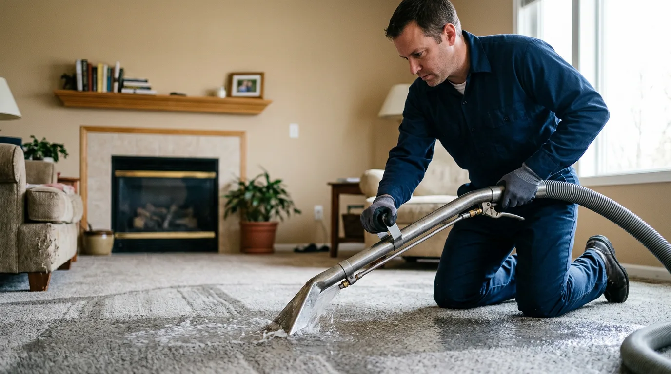 Water damage restoration technician working near Pontotoc, TX